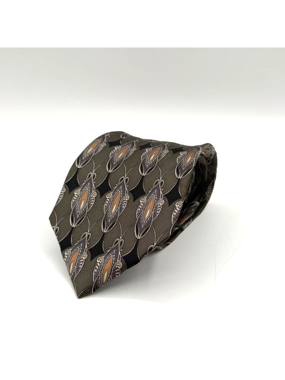 Louis Feraud Gray Geometric Print 100% Silk Tie 55.5" x 4"